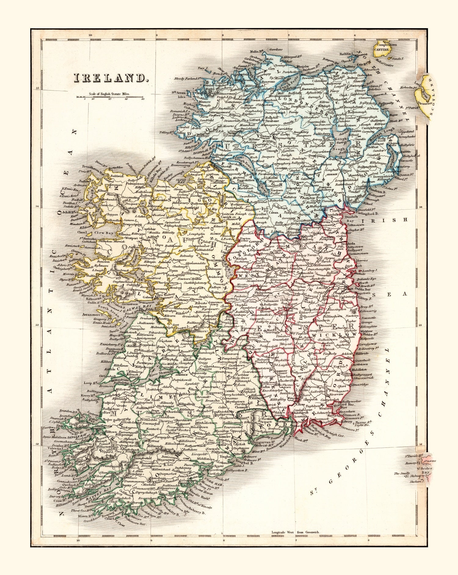 Vintage Map of Ireland 1832
