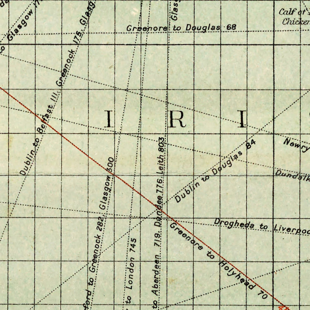 Vintage Map of the Irish Channel 1905