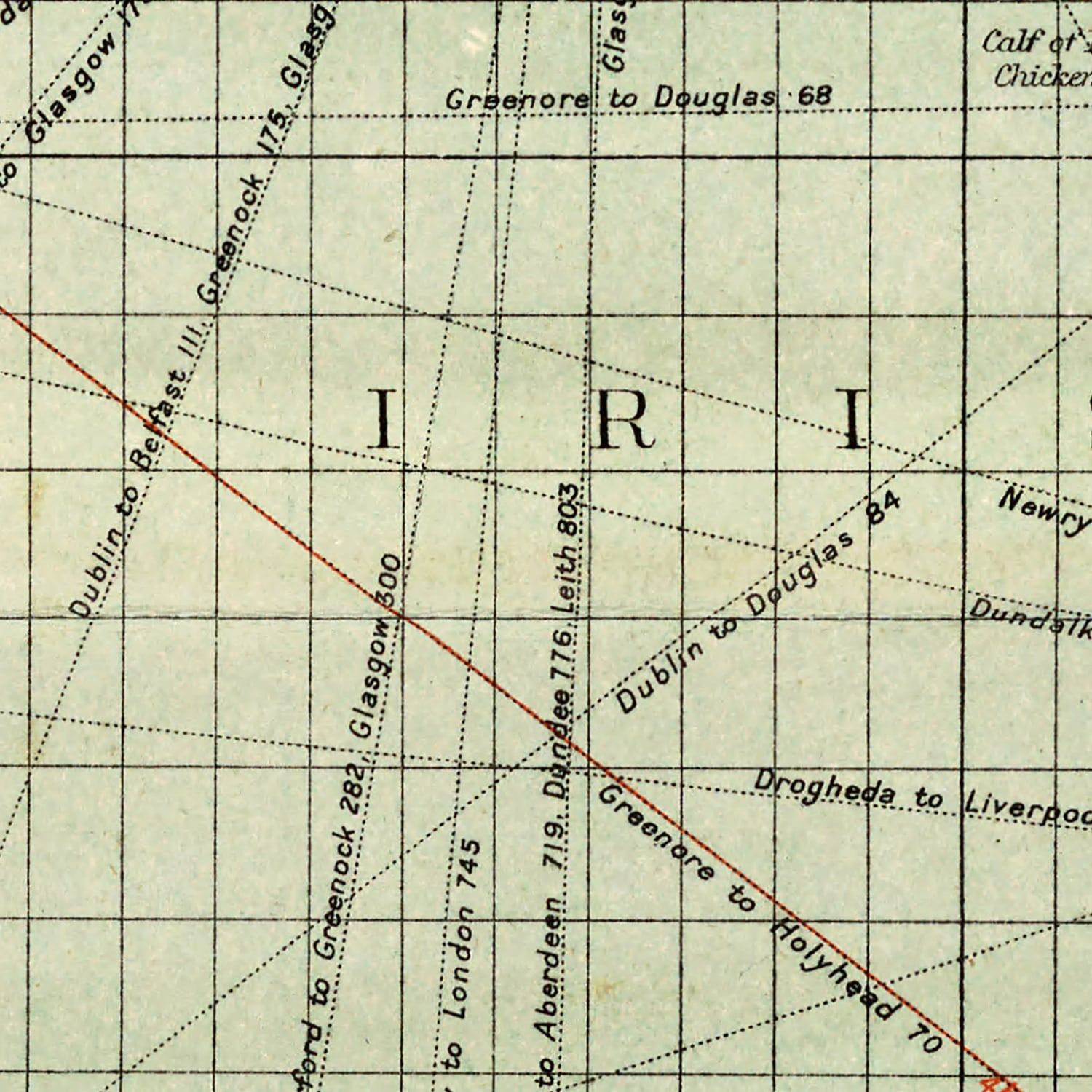 Vintage Map of the Irish Channel 1905