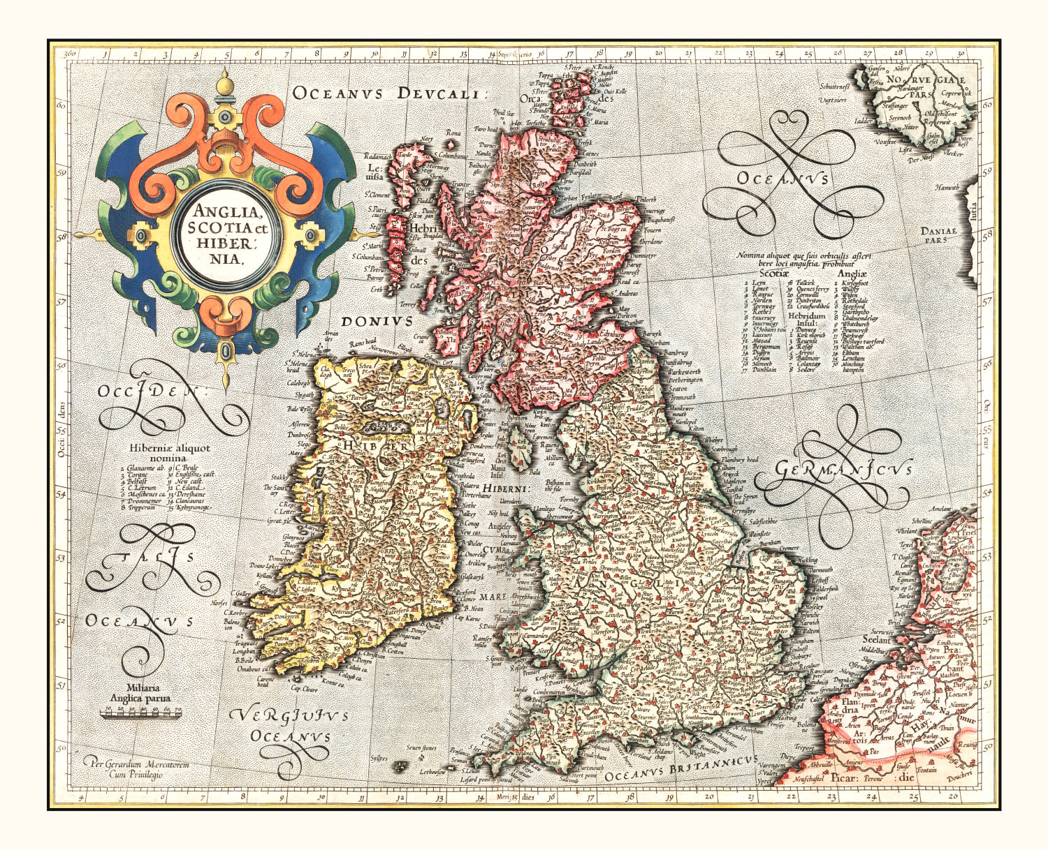 Vintage Map of England, Scotland & Ireland 1623