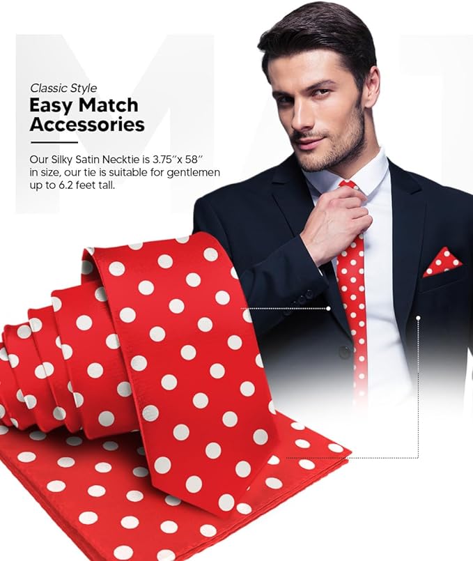 Vittorio Farina Men's Polka Dot Satin Necktie & Pocket Square