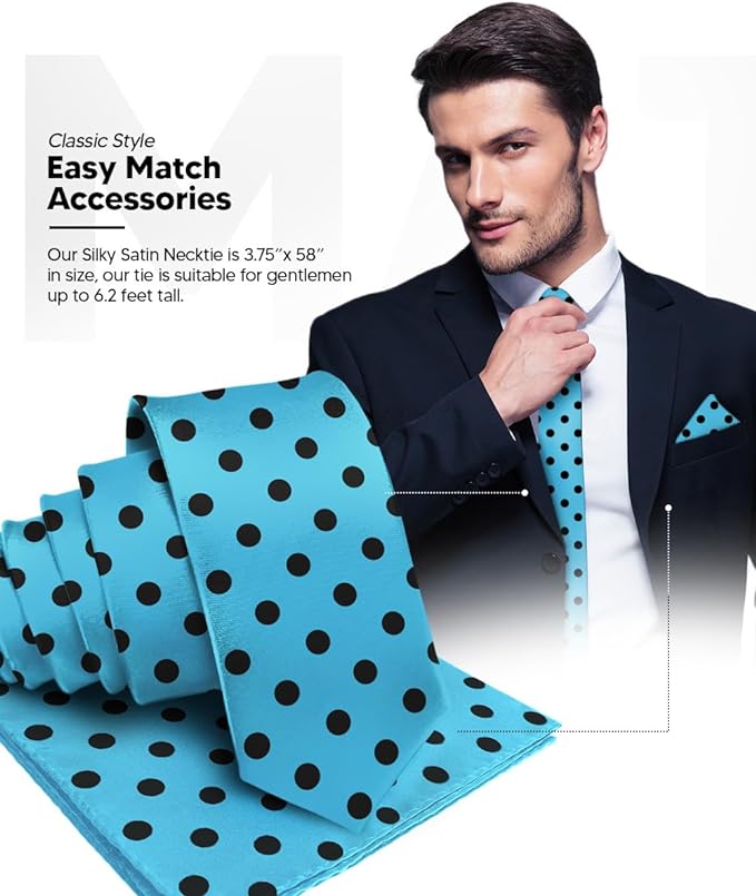 Vittorio Farina Men's Polka Dot Satin Necktie & Pocket Square