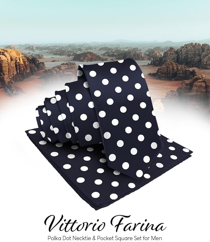 Vittorio Farina Men's Polka Dot Satin Necktie & Pocket Square