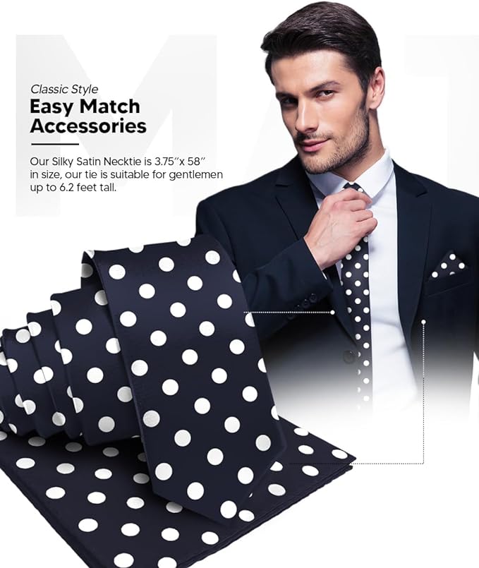 Vittorio Farina Men's Polka Dot Satin Necktie & Pocket Square