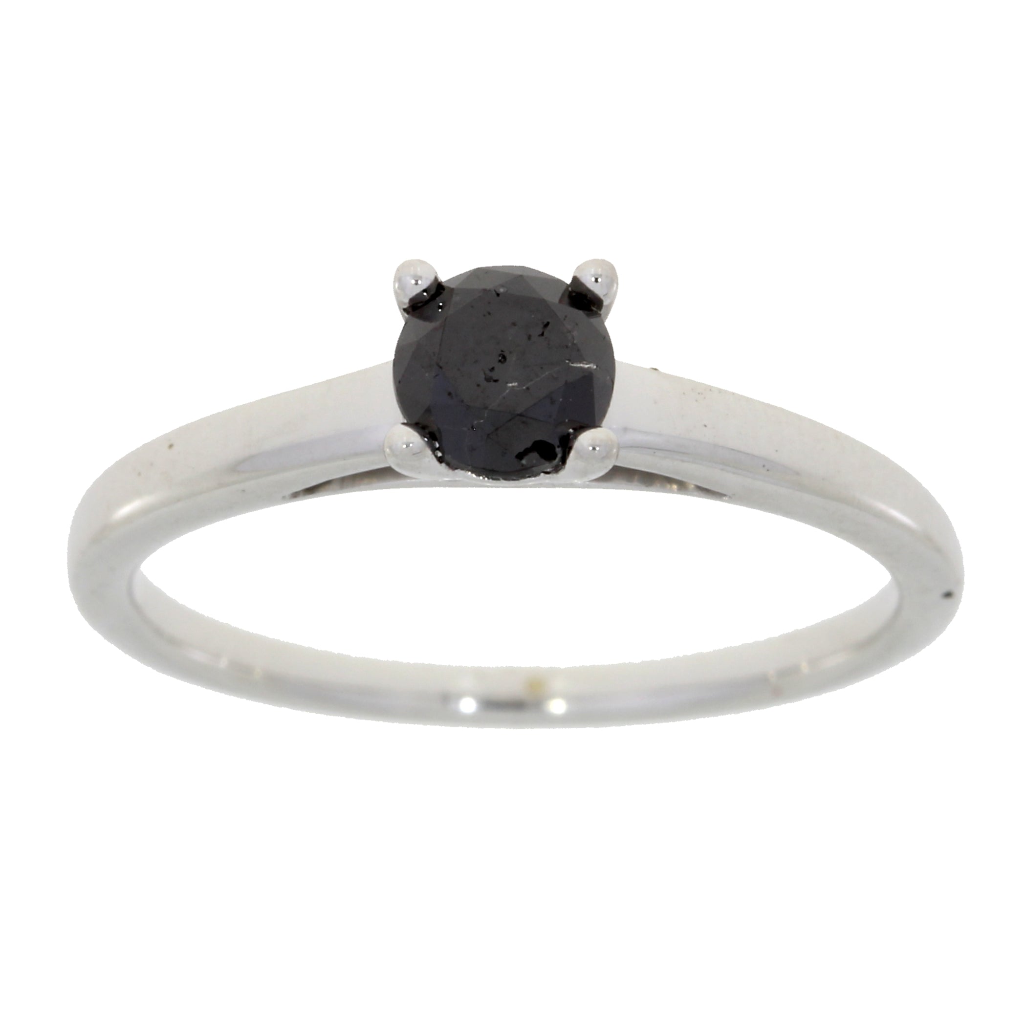 Natural .50ct Black Diamond Eng Only Sterling Silver