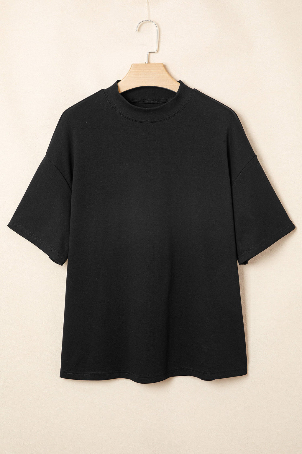 Solid High Neck Oversize Tee
