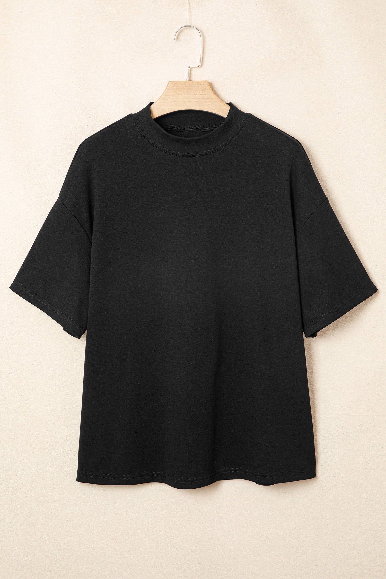 Solid High Neck Oversize Tee