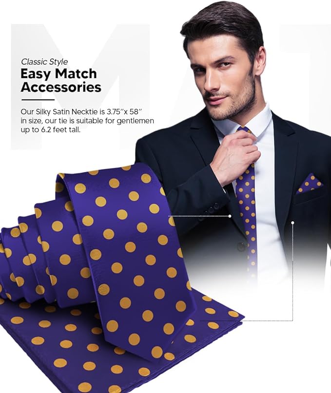Vittorio Farina Men's Polka Dot Satin Necktie & Pocket Square