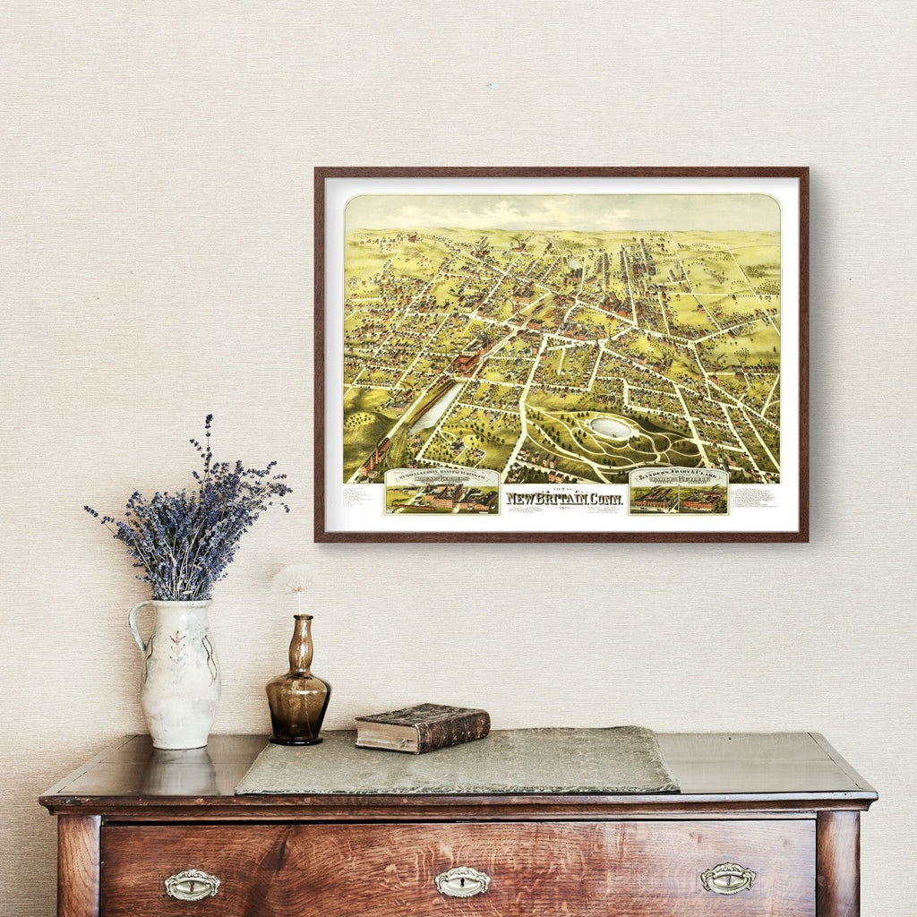 Vintage Map of New Britain, Connecticut 1875