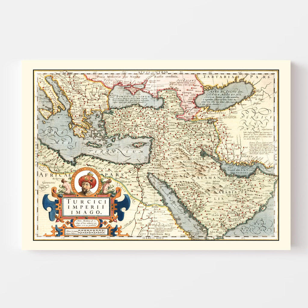 Vintage Map of Turkey, Saudi Arabia, Iraq & Syria 1623