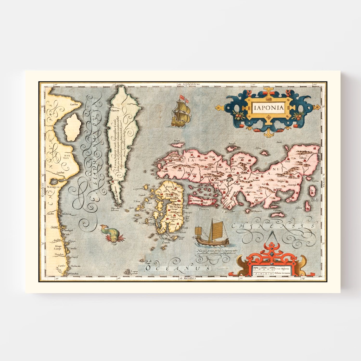 Vintage Map of Japan & Korea 1623