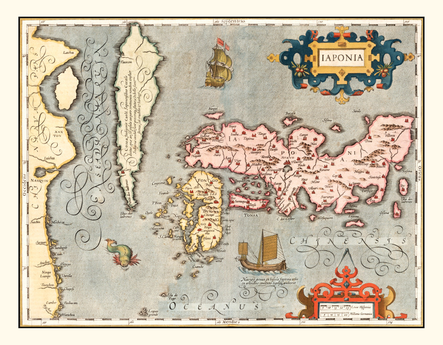 Vintage Map of Japan & Korea 1623