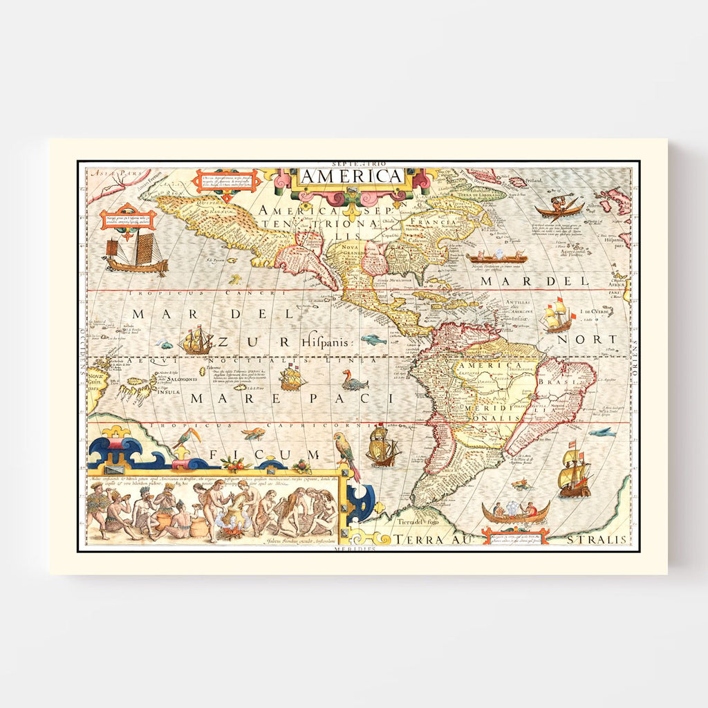 Vintage Map of America 1623