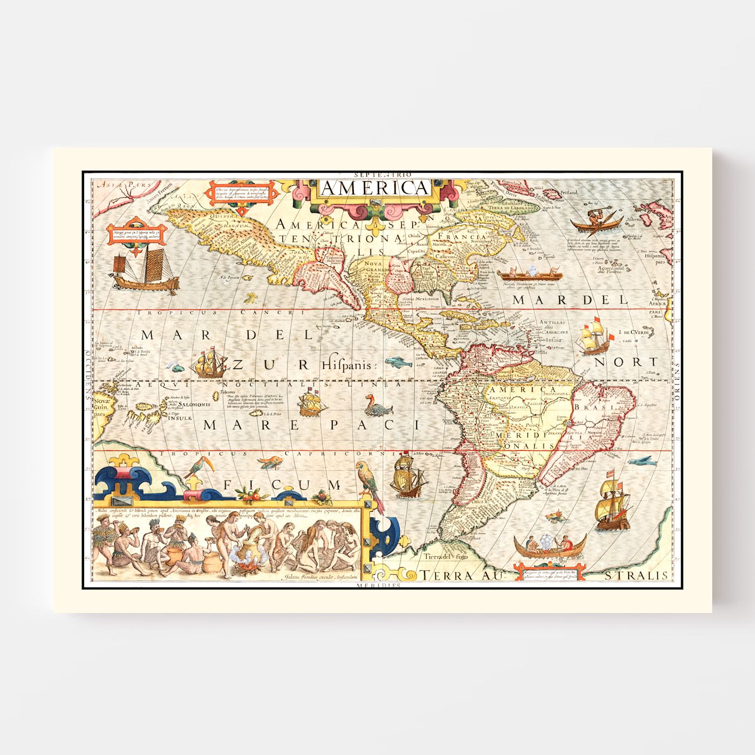 Vintage Map of America 1623