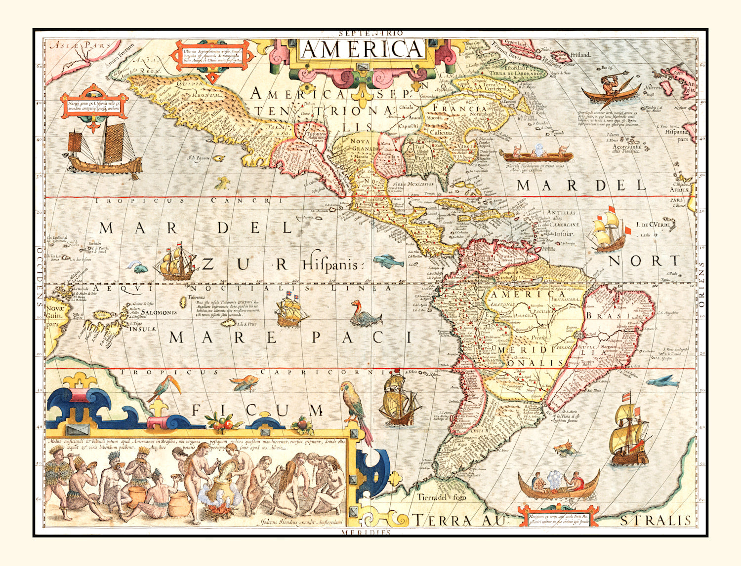 Vintage Map of America 1623