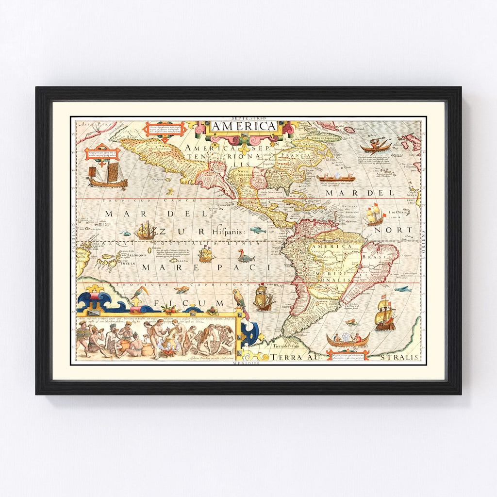 Vintage Map of America 1623