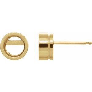 10K Yellow Gold 6 mm  Round Bezel-Set Earring Mounting