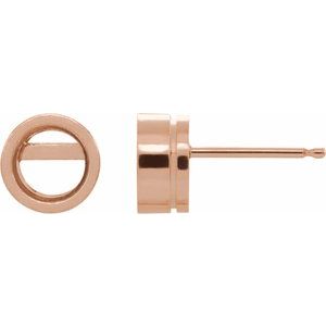 10K Rose Gold 5 mm  Round Bezel-Set Earring Mouinting