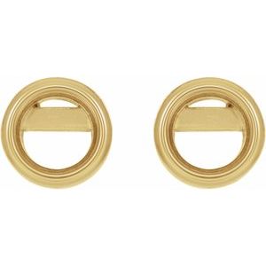 10K Yellow Gold 5 mm  Round Bezel-Set Earring Mouinting – image 2
