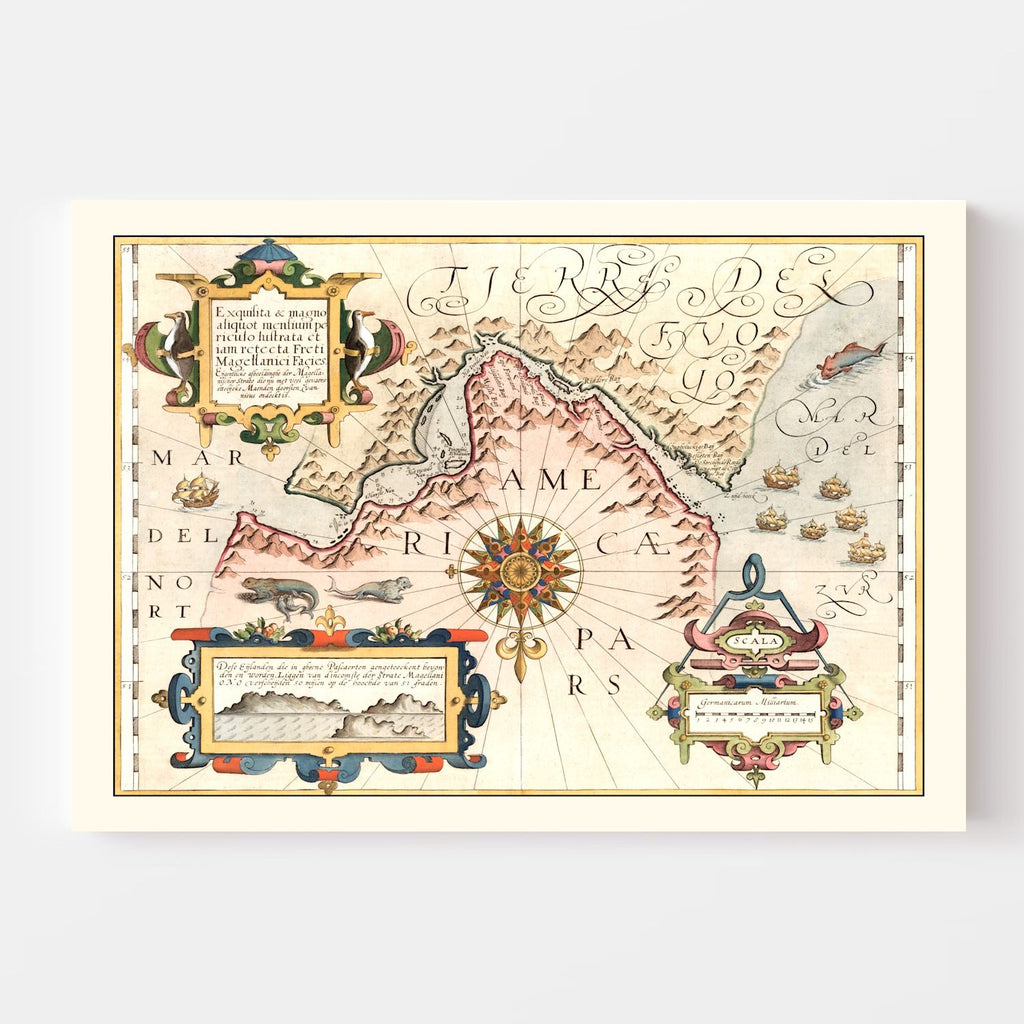 Vintage Map of Chile And Argentina 1623