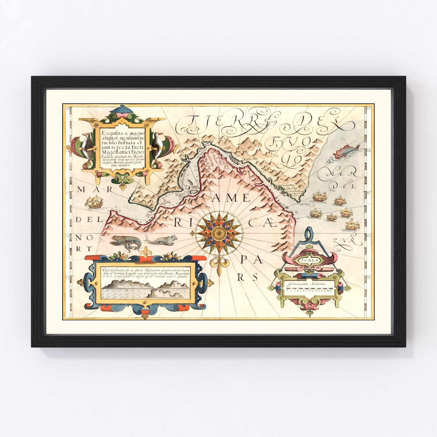 Vintage Map of Chile And Argentina 1623