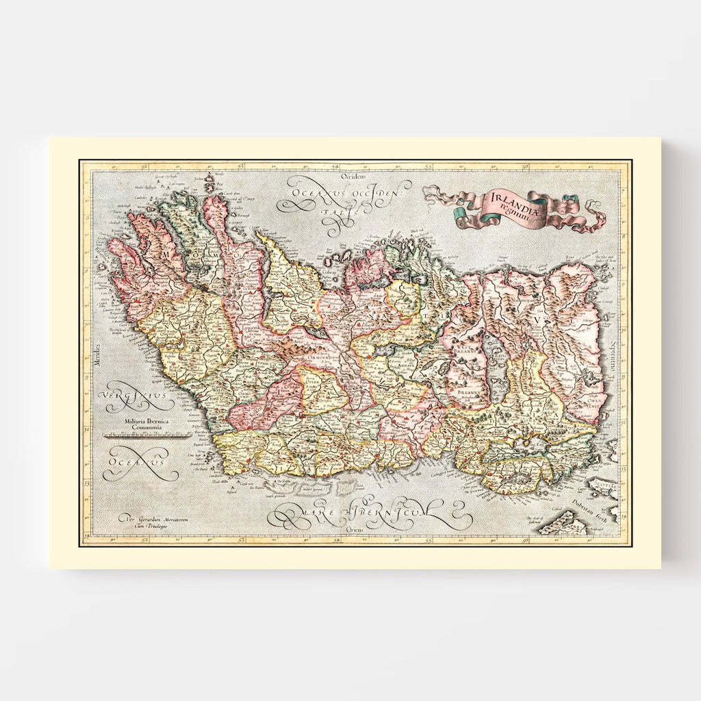Vintage Map of Ireland 1623
