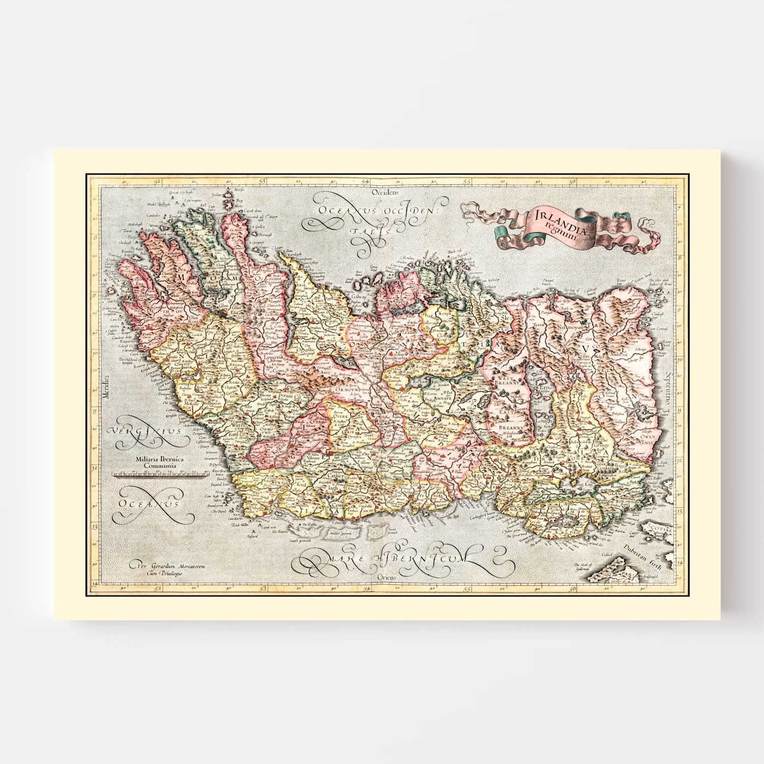 Vintage Map of Ireland 1623