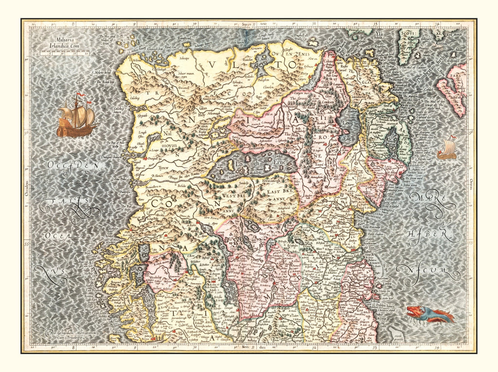 Vintage Map of North Ireland 1623