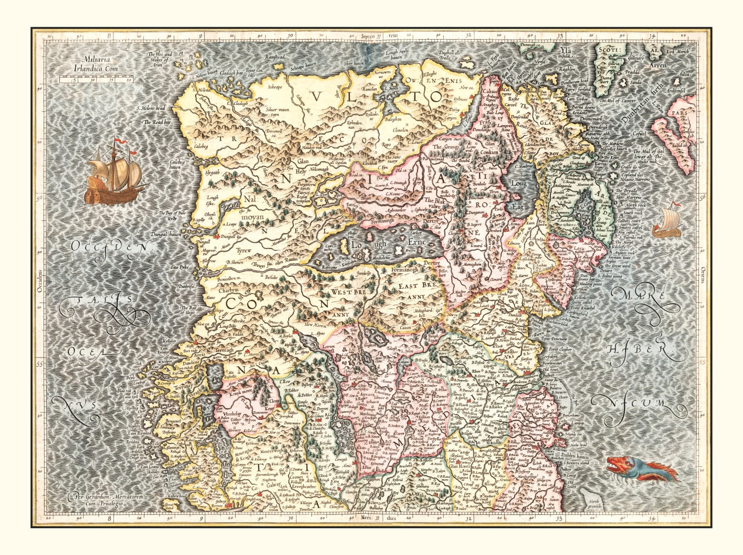 Vintage Map of North Ireland 1623