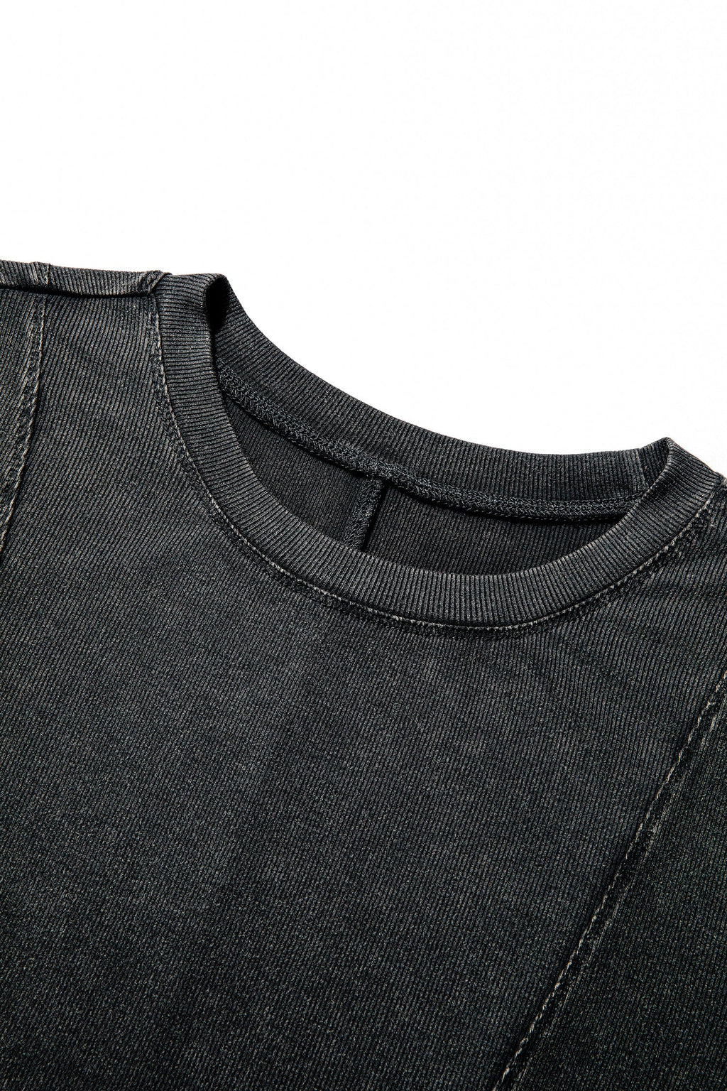 Solid Ribbed Knit Buttoned Long Sleeve Top