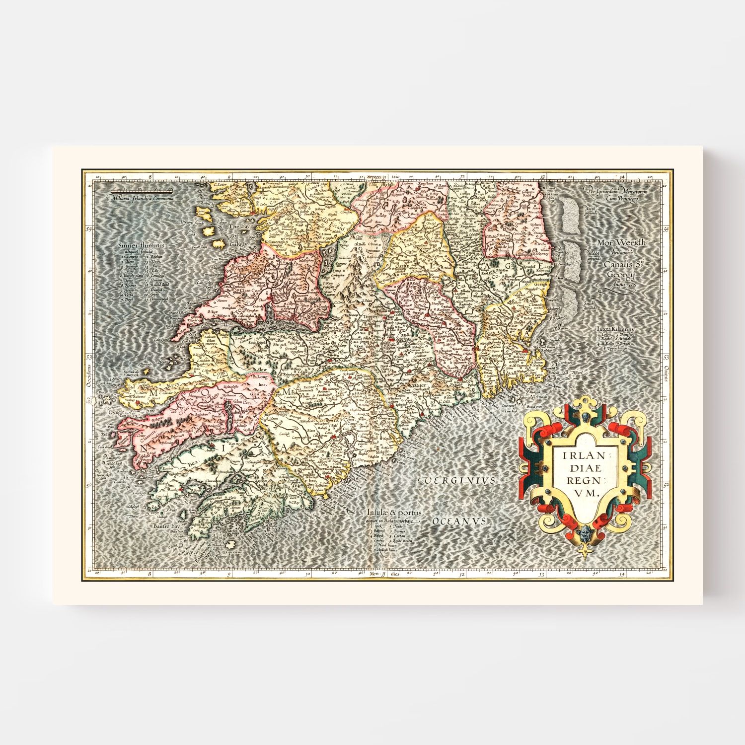 Vintage Map of The Kingdom of Ireland 1623