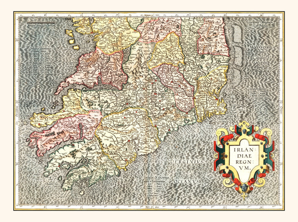 Vintage Map of The Kingdom of Ireland 1623