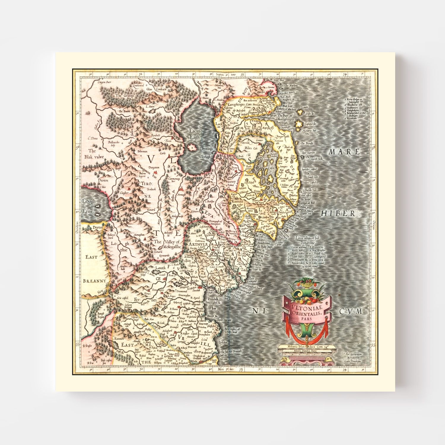 Vintage Map of Ulster, Ireland 1623