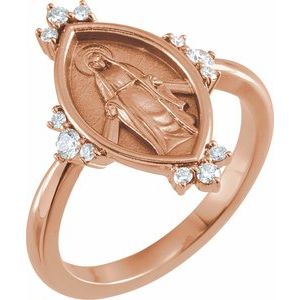 14K Rose Gold 1/5 CTW Natural Diamond Miraculous Medal Ring