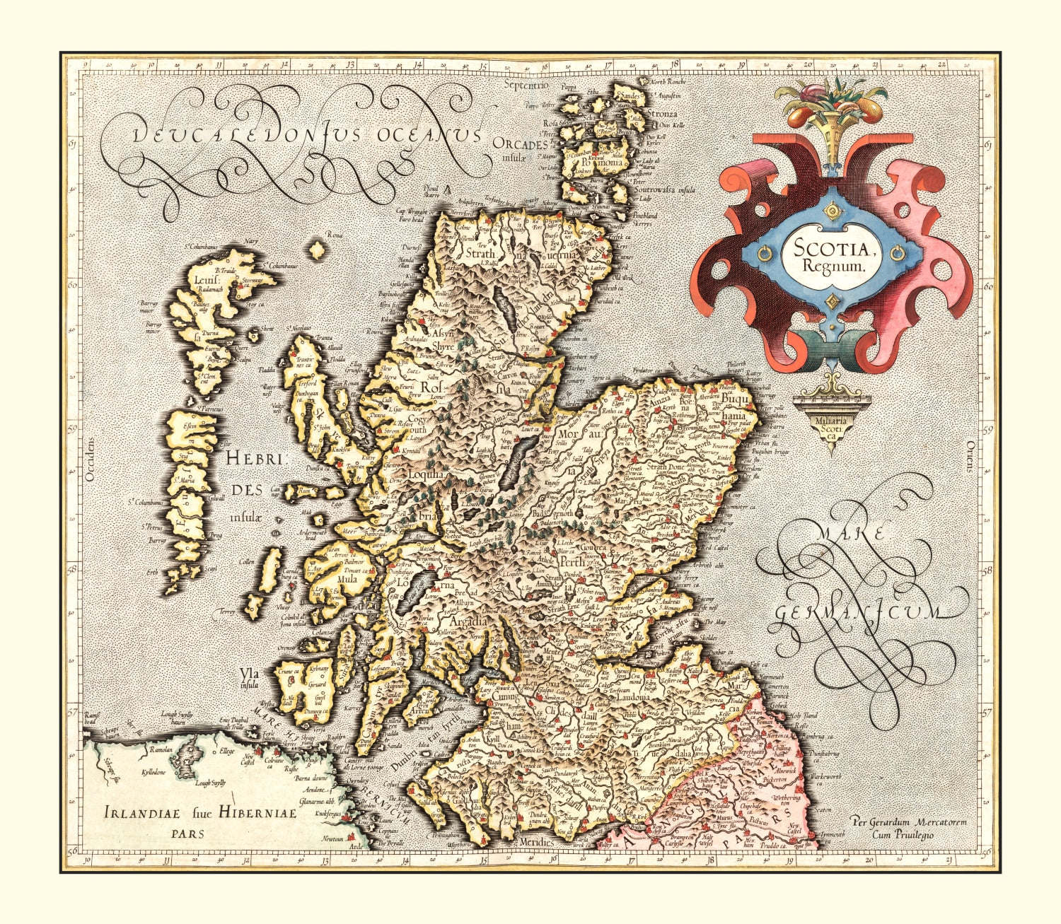 Vintage Map of Scotland 1623