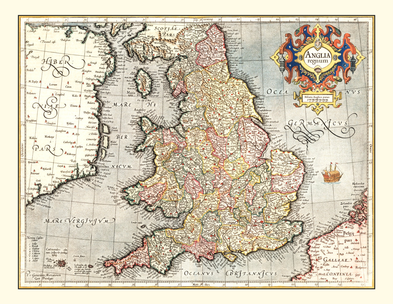 Vintage Map of England 1623
