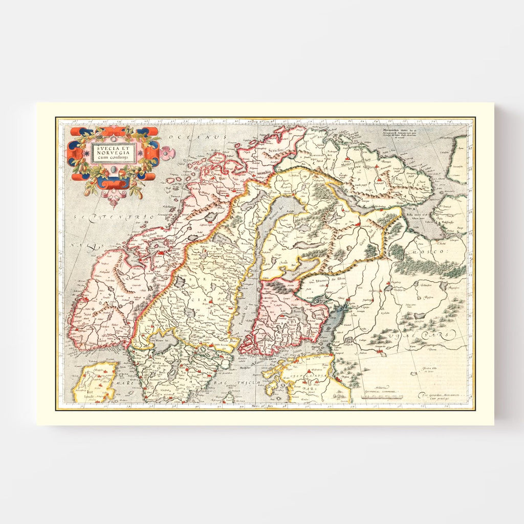 Vintage Map of Norway, Sweden & Finland 1623