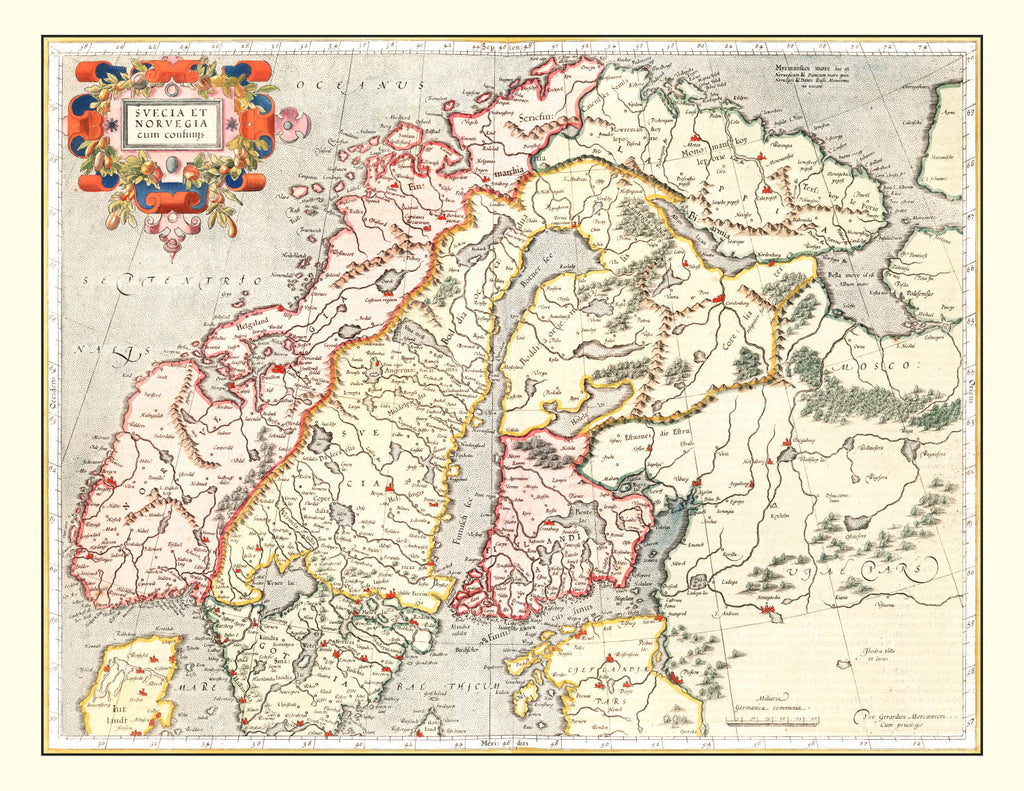 Vintage Map of Norway, Sweden & Finland 1623