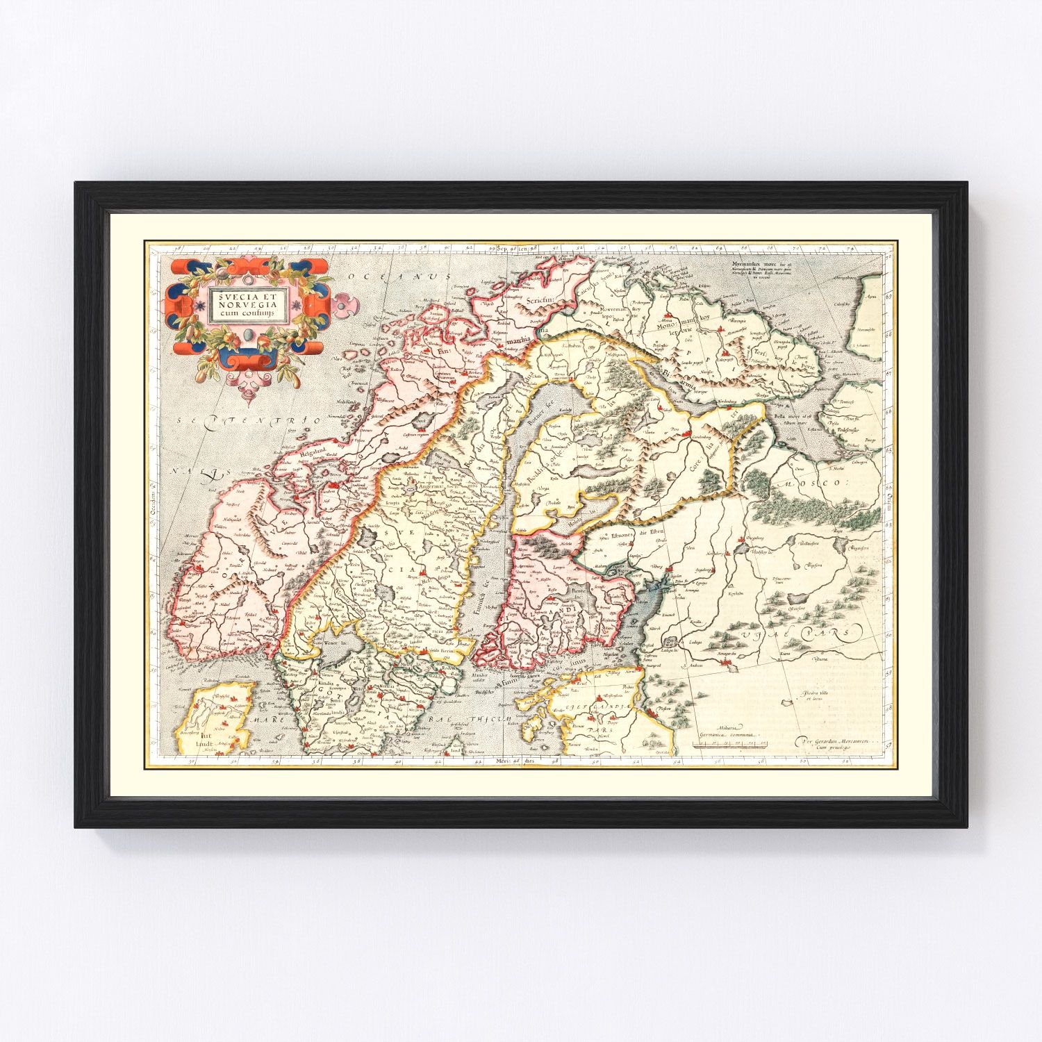 Vintage Map of Norway, Sweden & Finland 1623