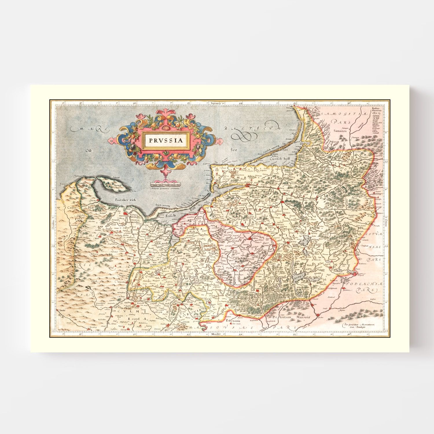 Vintage Map of Prussia 1623