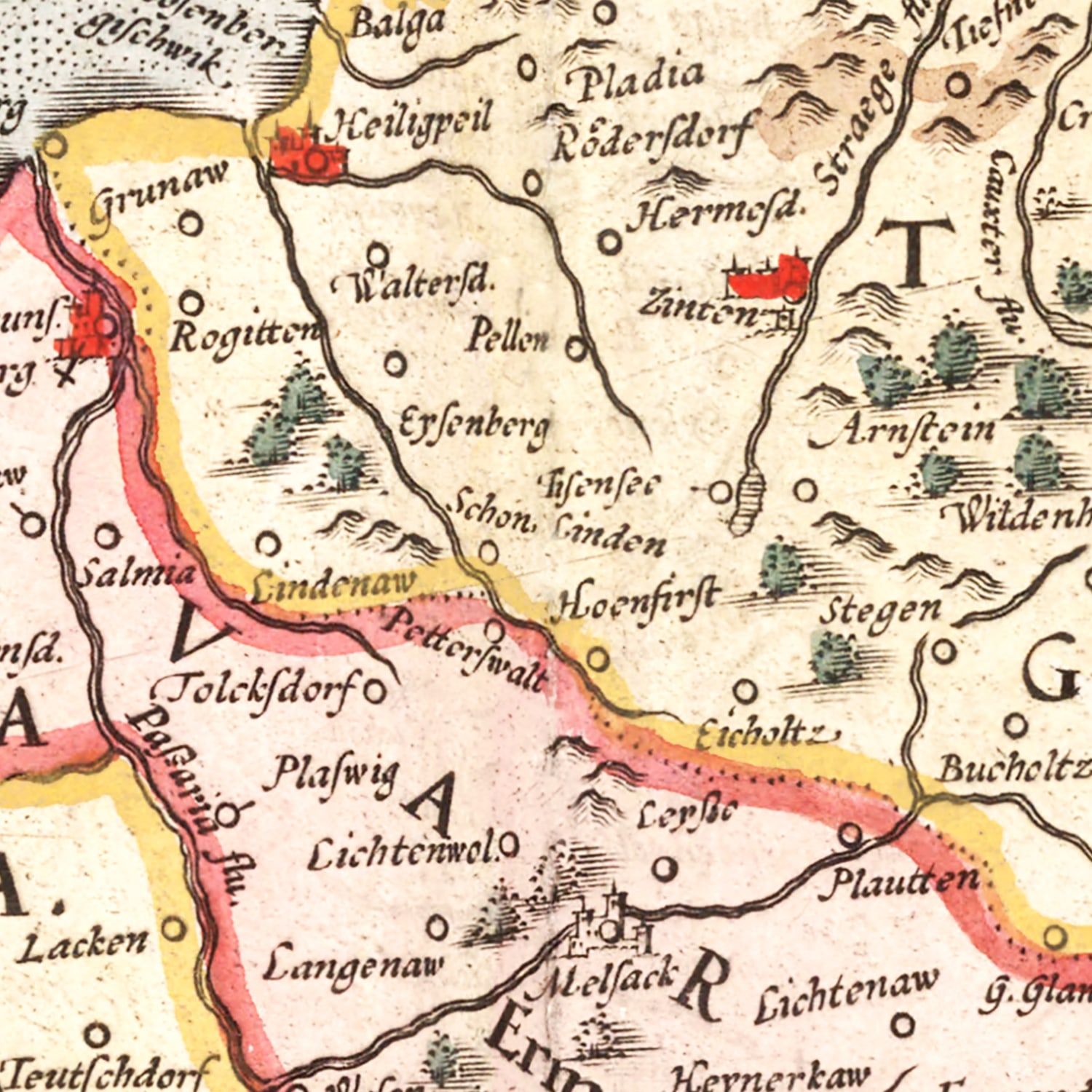 Vintage Map of Prussia 1623