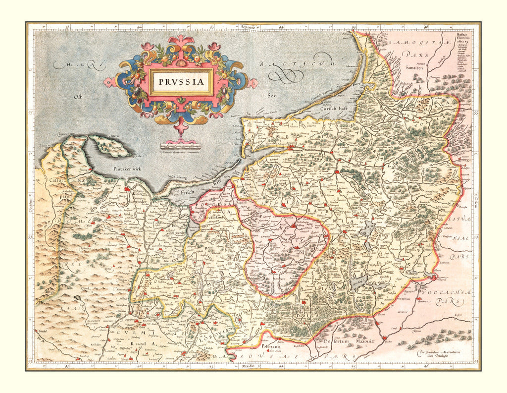 Vintage Map of Prussia 1623