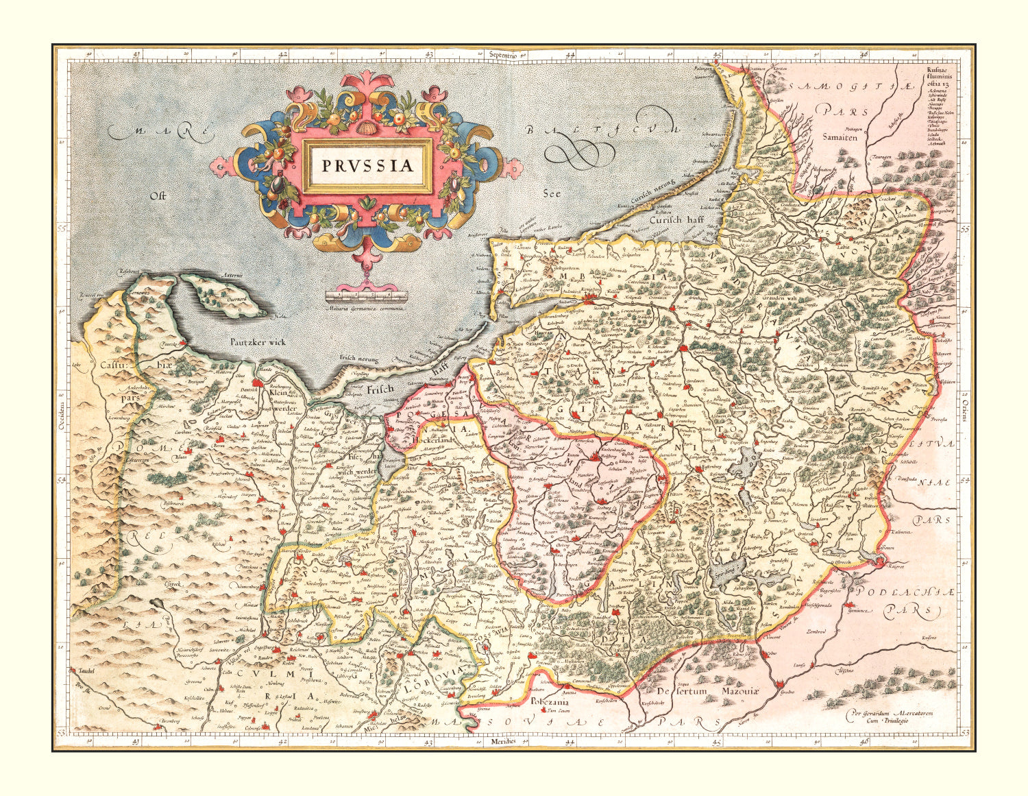 Vintage Map of Prussia 1623