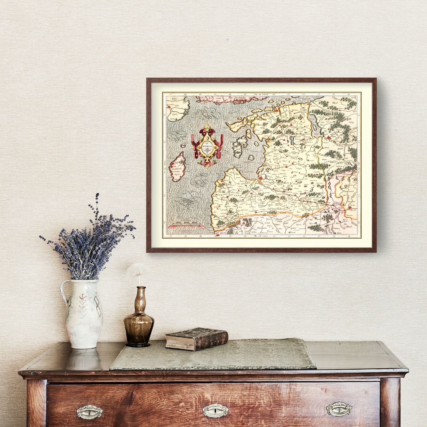Vintage Map of Latvia 1623