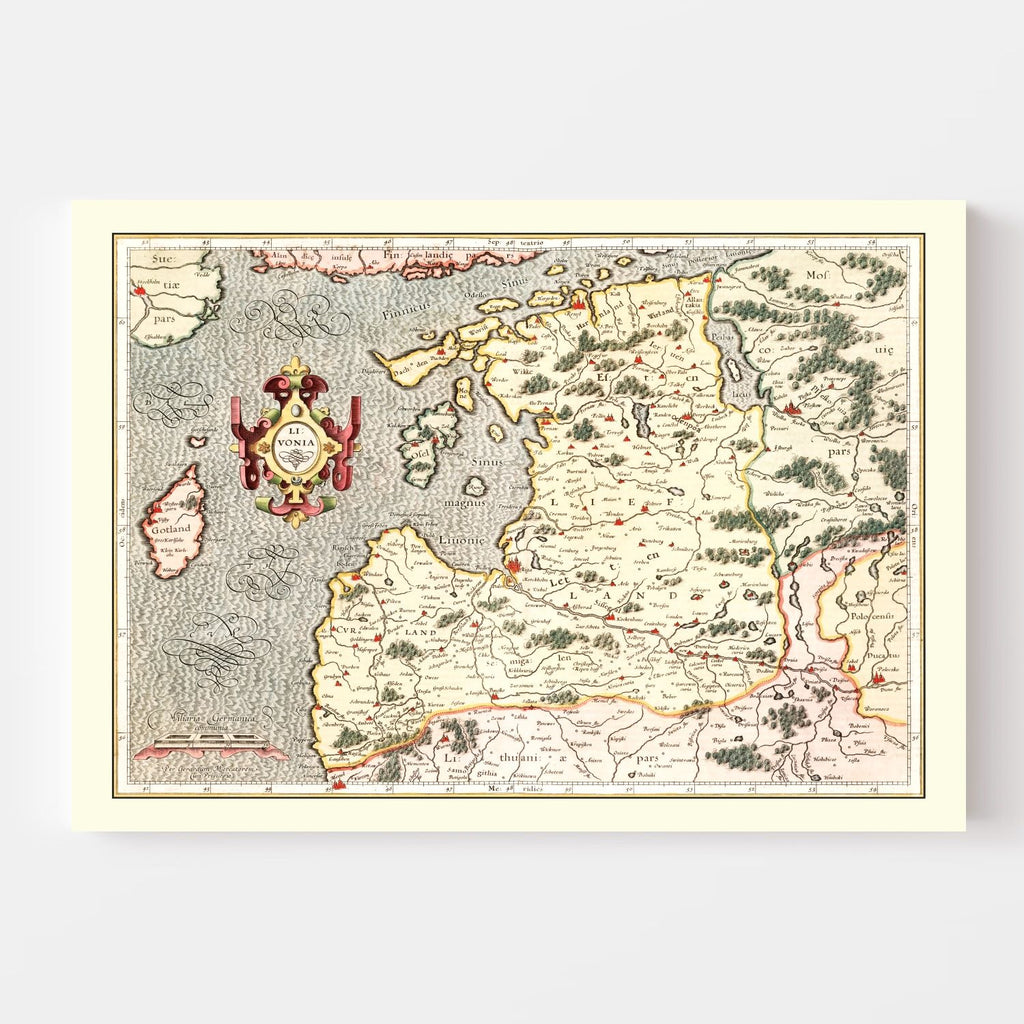 Vintage Map of Latvia 1623