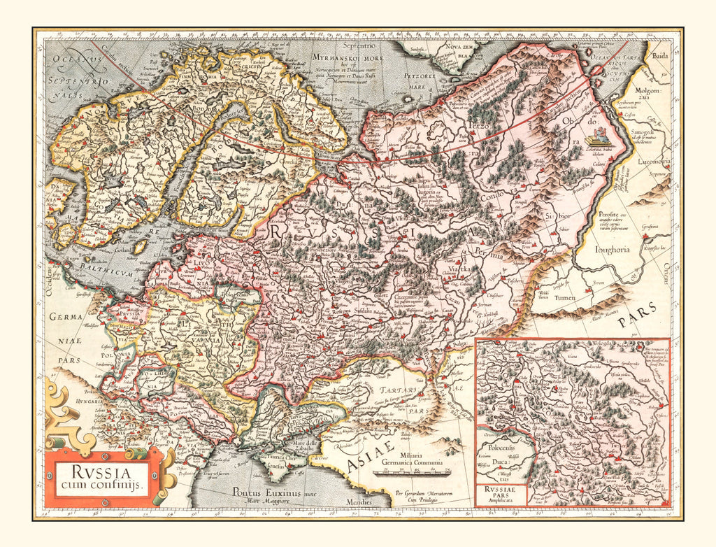 Vintage Map of Russia 1623
