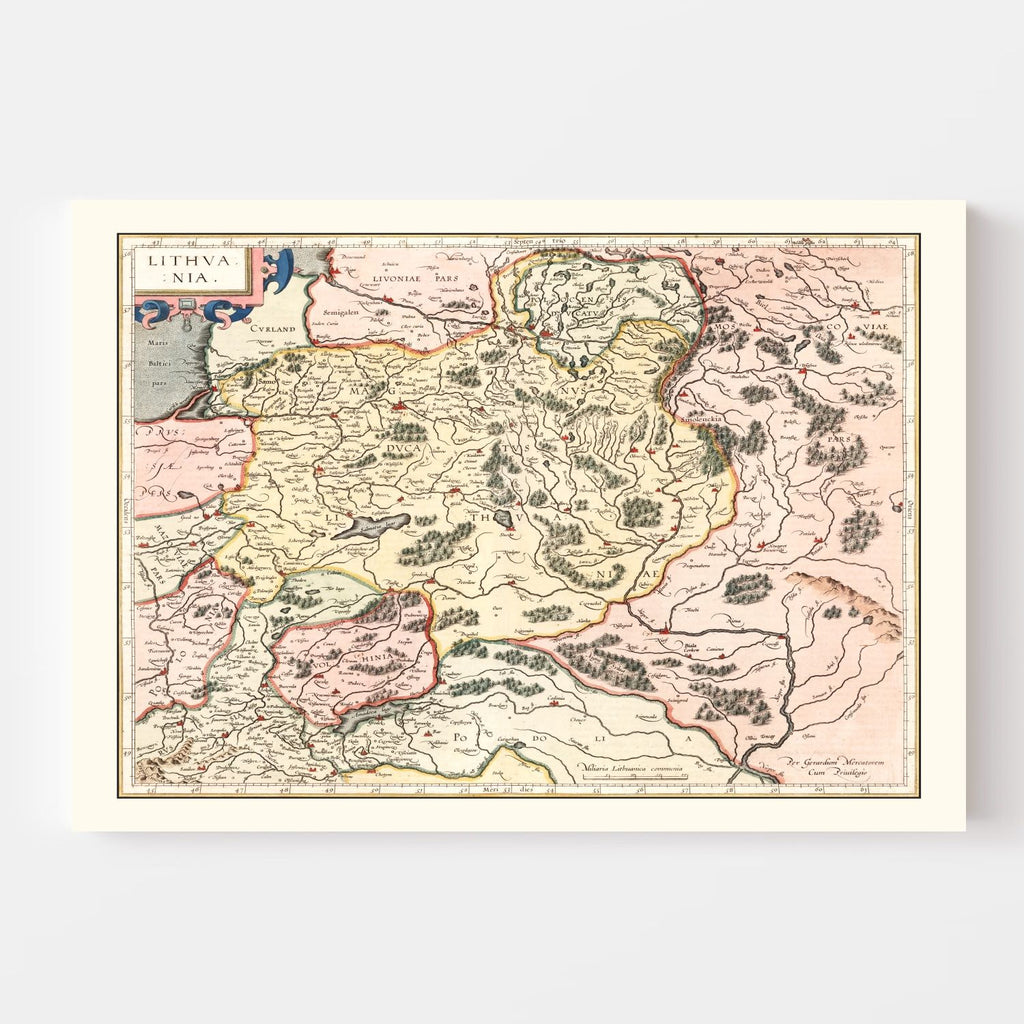 Vintage Map of Lithuania 1623