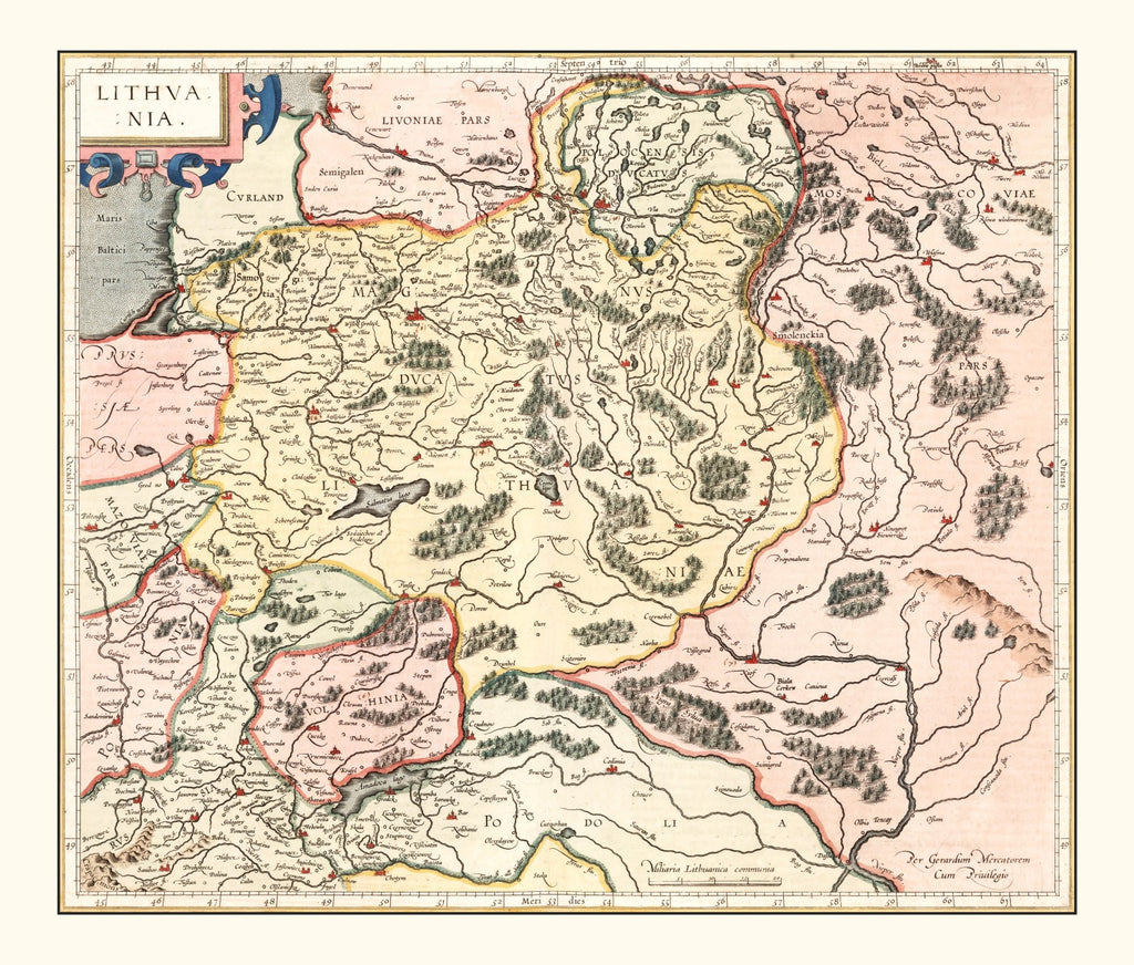 Vintage Map of Lithuania 1623