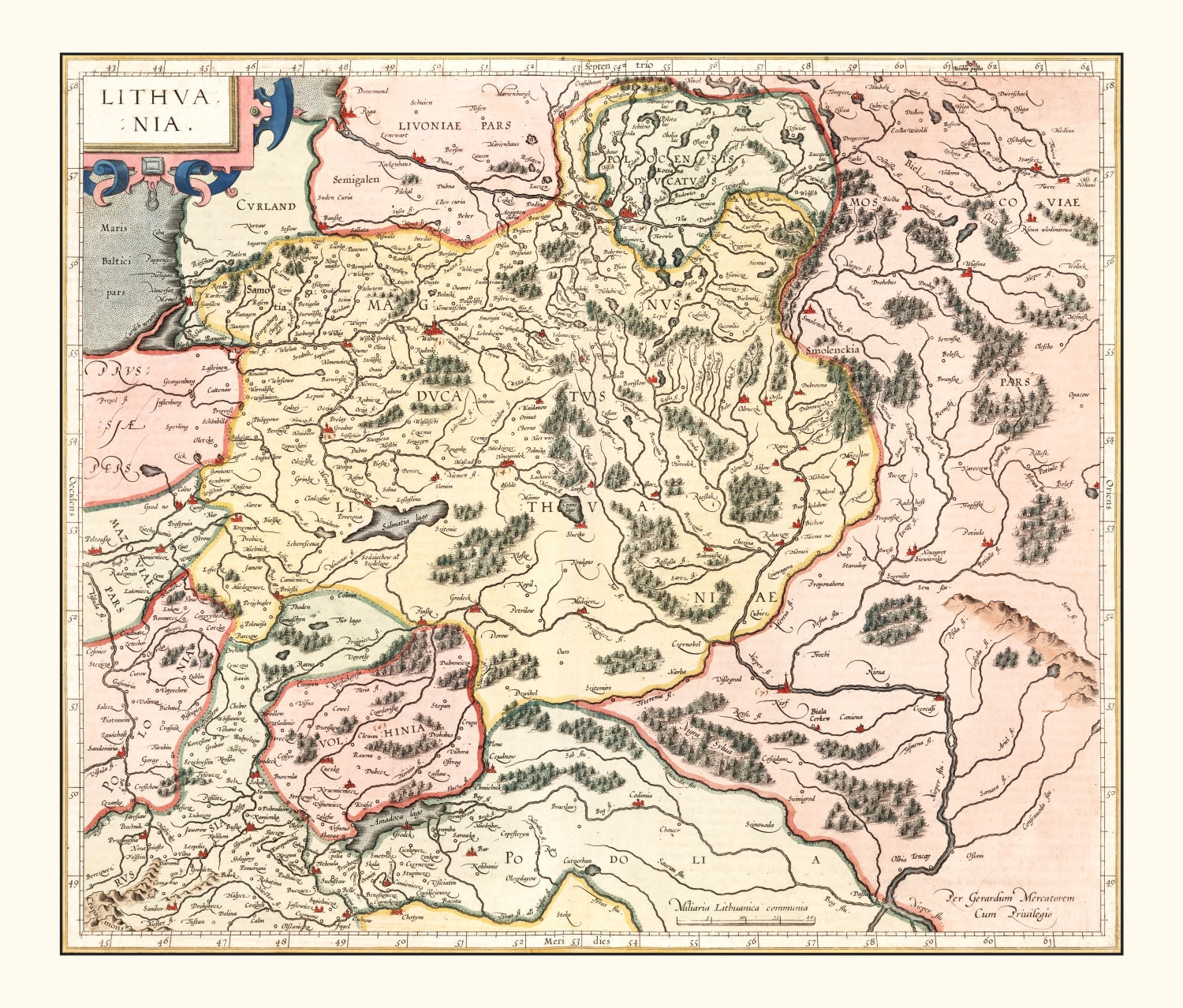 Vintage Map of Lithuania 1623