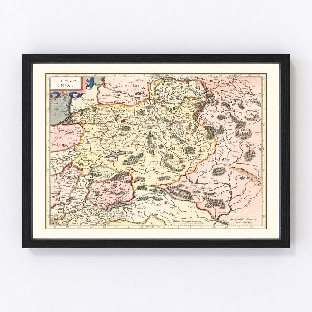 Vintage Map of Lithuania 1623